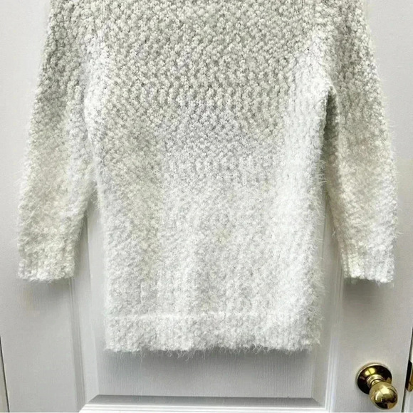 Ricki’s Sweater Fluffy Crewneck Pullover 3/4 Sleeves Ivory Grey Ombré Small - Picture 13 of 17